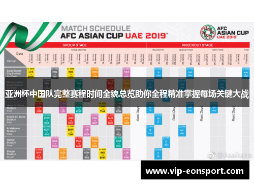 亚洲杯中国队完整赛程时间全貌总览助你全程精准掌握每场关键大战 亚洲杯中国队完整赛程时间全貌总览助你全程精准掌握每场关键大战